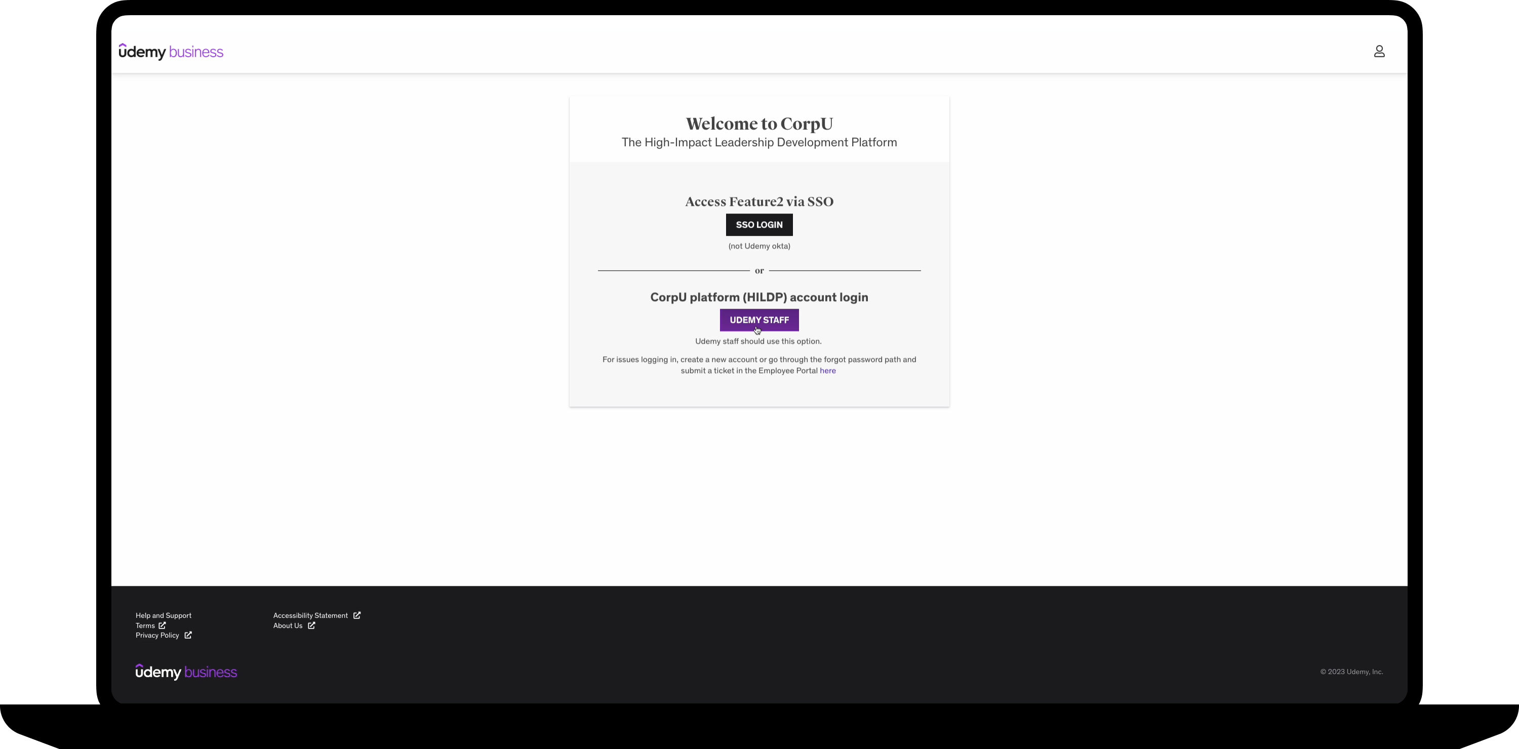 CorpU HILDP Login Screen